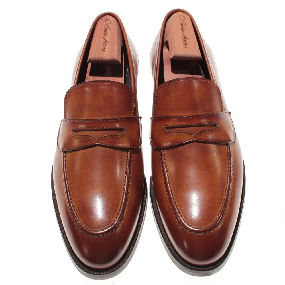 Di Bianco NWB Slip On Penny Loafers Size 40.5 (US 7.5) in Brown Leather